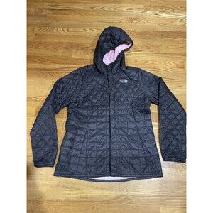 The North Face Girls Lexi Quilted Snow Jacket XL 18 Thermoball Hoodie Grey Pink